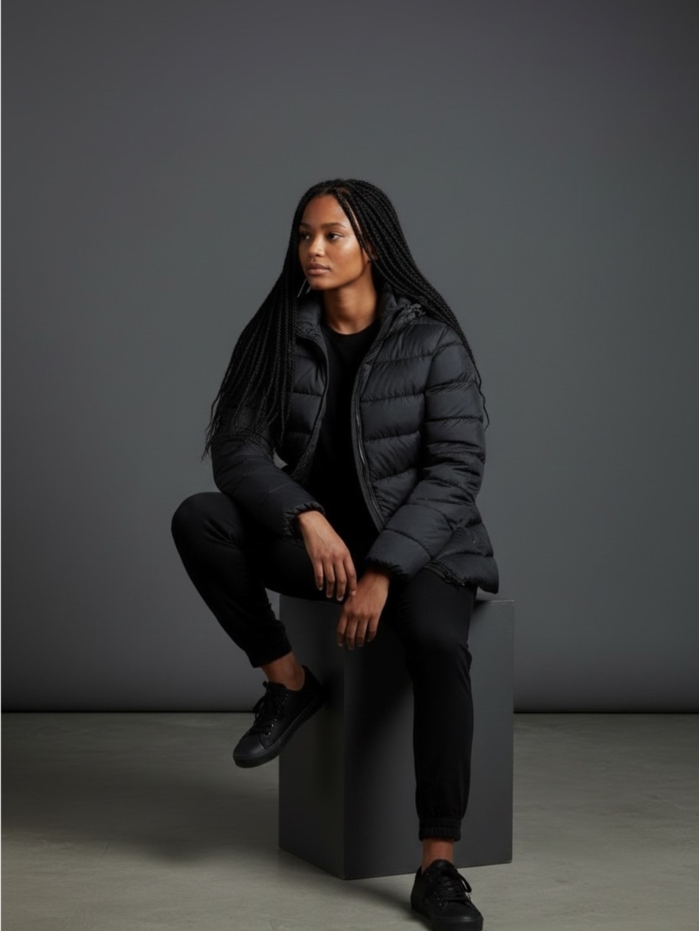 32 Degrees Women's Black Hooded Packable Puffer Jacket - Picture 4 of 7